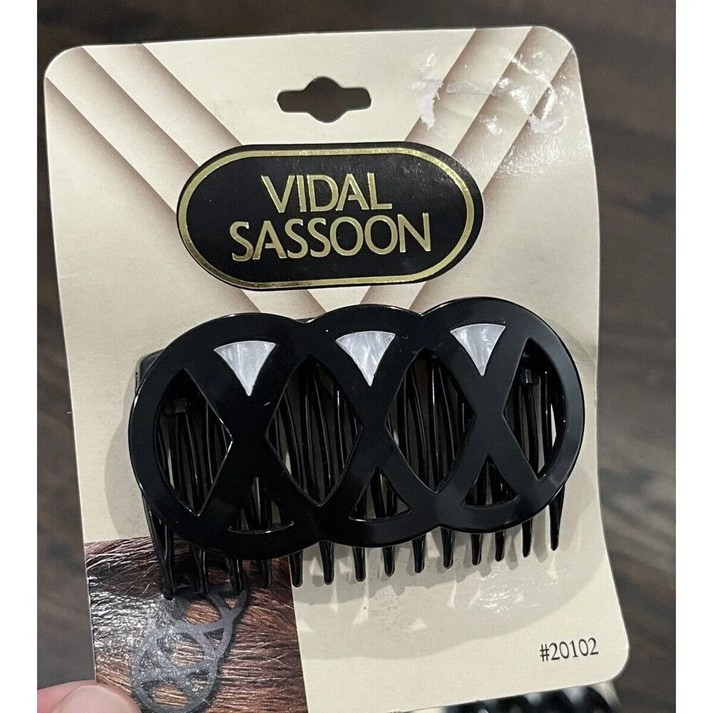 Vintage 1990s Barrettes Lot Vidal Sassoon Revlon Hair Clips Black Blue‎ NOS